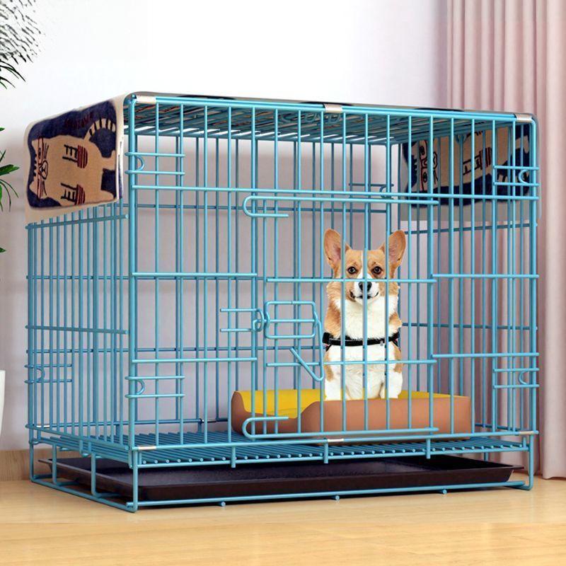 Indoor Folding Dog Cage with Toilet for Medium and Small Breeds: Suitable for Teddy, Bichon, Corgi, Shiba Inu.