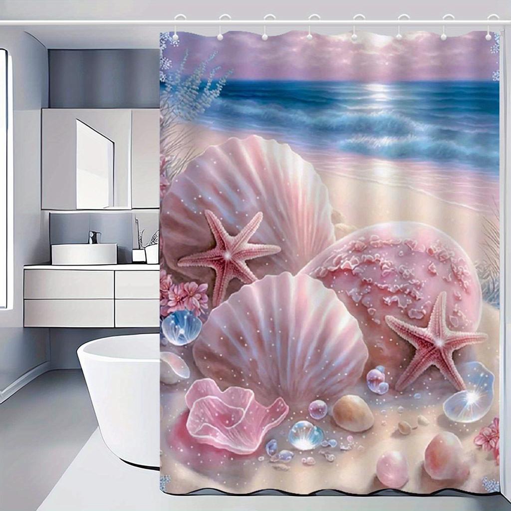 Reusable Shower Curtain With Hooks Mildew Proof For Bathtub And Shower Enclosures