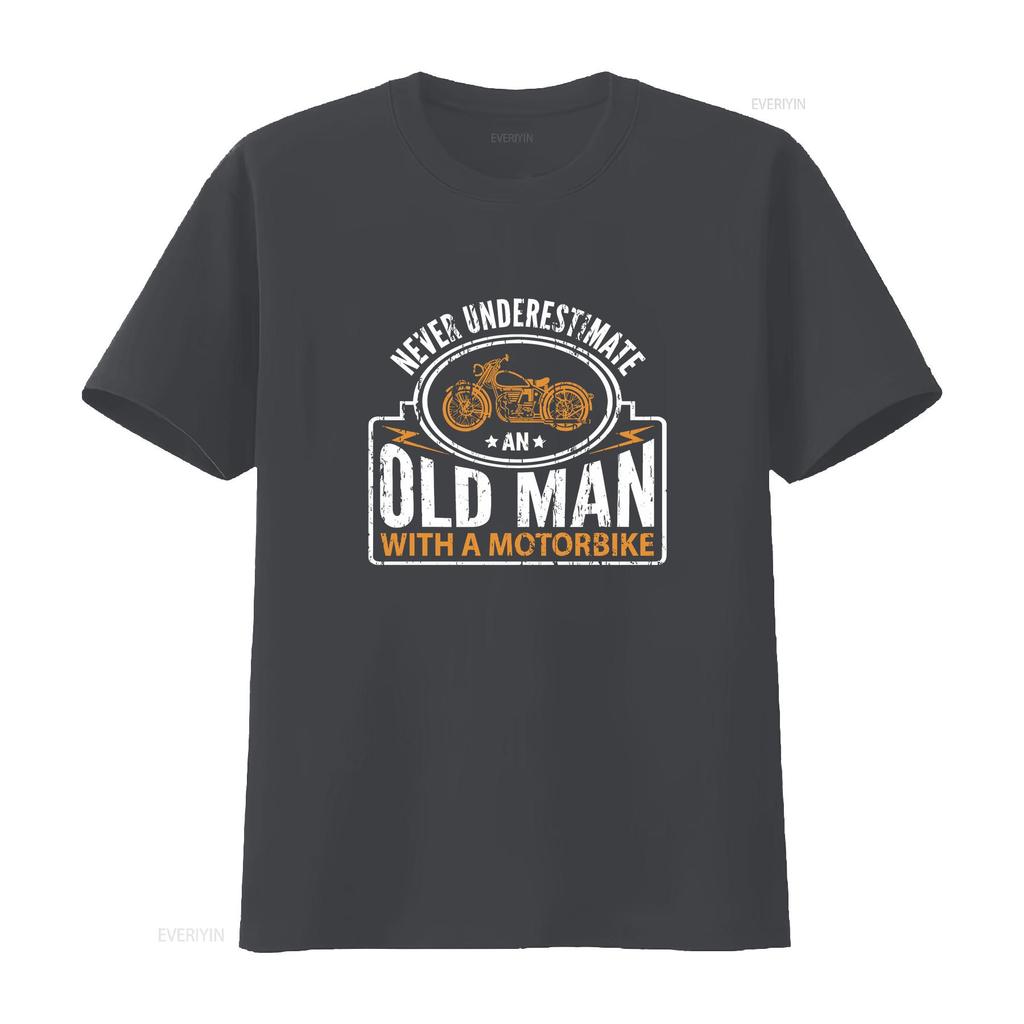 Motorbike T Shirt Biker MOTORCYCLE Never Underestimate An Old Unisex Unisexs Funny vintage Washed homme Comfortable fashion Unisex