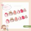 12Pcs/set Love Heart Children False Nails Flowers Cartoon Nail Accessories  Student