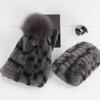 New Fashion Knitted Good Elastic Real Fur Scarf Hat Sets Women Winter Warm Natural Rex Rabbit Fur Scarves Hats Sets