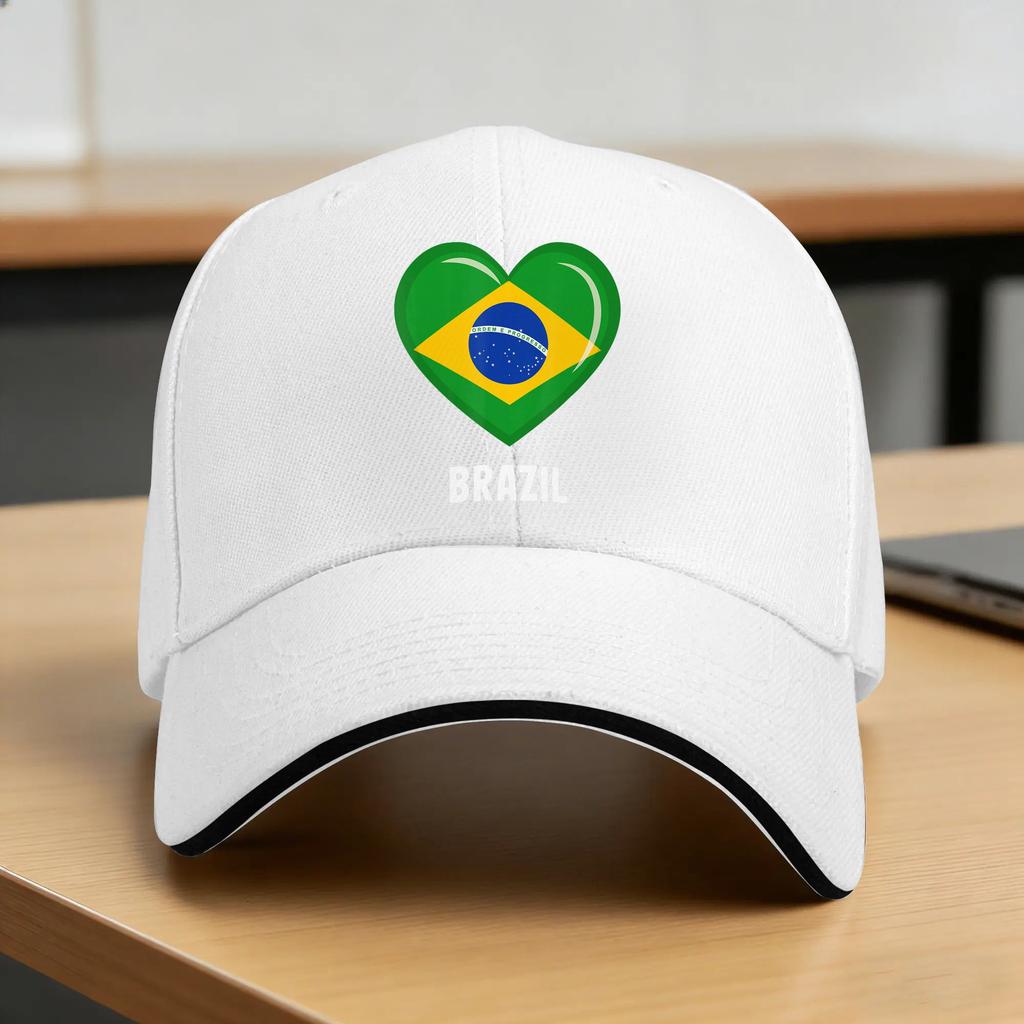 Brazil Flag Heart Baseball Cap Unisex Women Custom DIY Hip Hop Hats Summer yk Cute Running Hippie Sun Visor Baseball Caps
