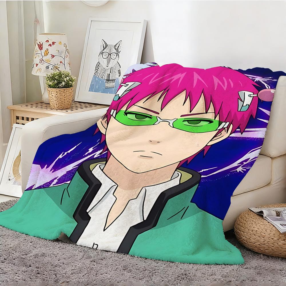 The Disastrous Life of Saiki K Anime Throw Lightweight 240g Flannel Blanket Soft Skin-friendly for Summer Cooling