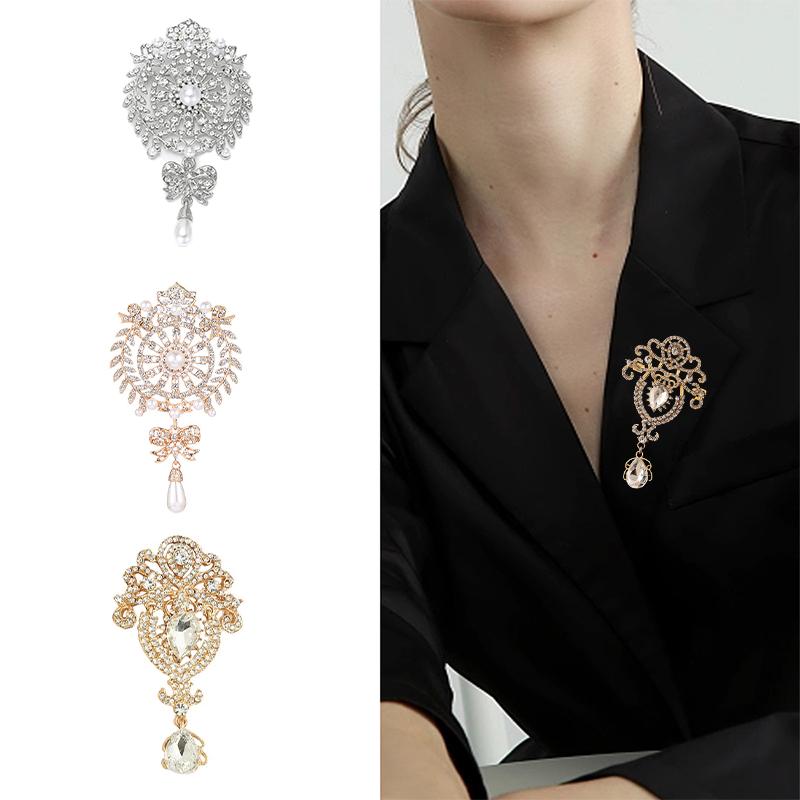 1pc New 2026 Fashion Teardrop Brooch Large Flower Bridal Brooch Party Banquet Wedding Pin Jewelry