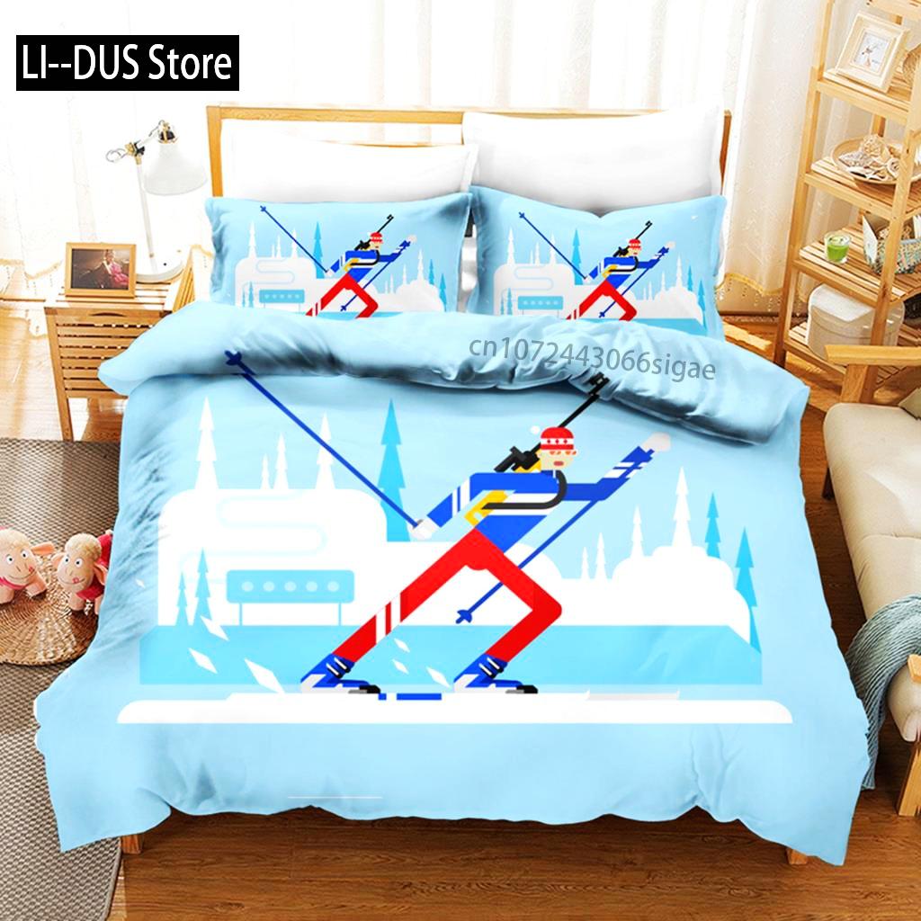 Ski Dekbedovertrek Microfiber Extreem Sporten Thema Eenpersoons Beddengoed Set Wintersport Ski Sneeuw Berglandschap Queen King Dekbedovertrek
