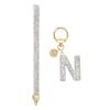 [uxcell] Women's Initial Letter N Keychain with Rhinestones and Heart, Bag or Car Key Accessory, White