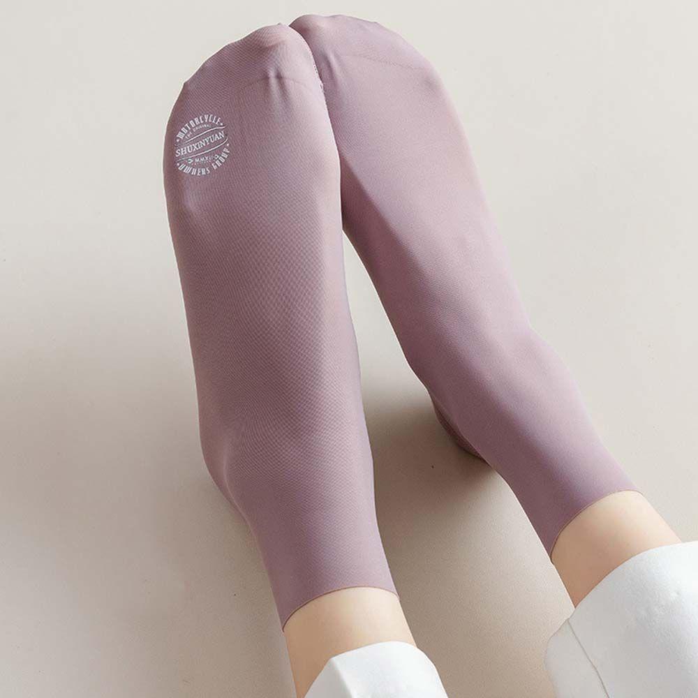 Thin Girls Seamless Any Cut Ice Silk Solid Color Middle Tube Socks Pile Socks Hosiery Women's Socks
