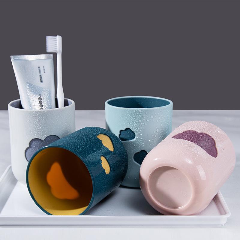 4-Color Cloud Pattern Toothbrush Cups Portable Home Bathroom Accessories Plastic Creative Thicken Washing Mouth Storage Cups