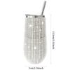 6oz Glänzender Diamant-Becher Bling Strass-Weinglas mit Strohhalm Edelstahl Isoliert Vakuum Champagnerbecher Tasse Eiform