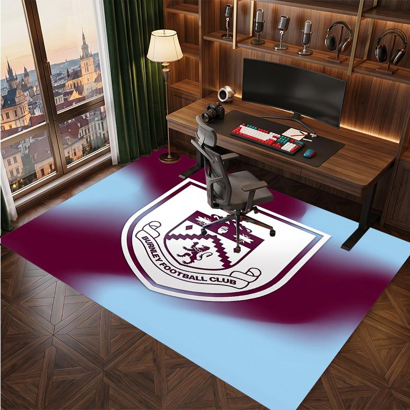Burnley Football Print Crystal Velvet Rug, Comfortable Water Absorbent Non Slip Indoor Floor Carpet