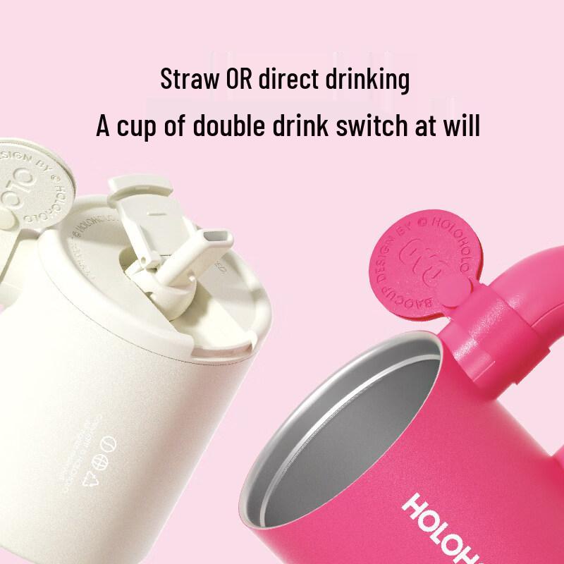 HOLOHOLO Portable Insulated Coffee Mug with Straw
