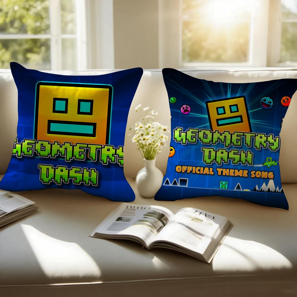 GGeometry DDash VVideo Cushion Cover Pillowcase Antidustmite Invisible Zipper Short Plush Sofa Cushion