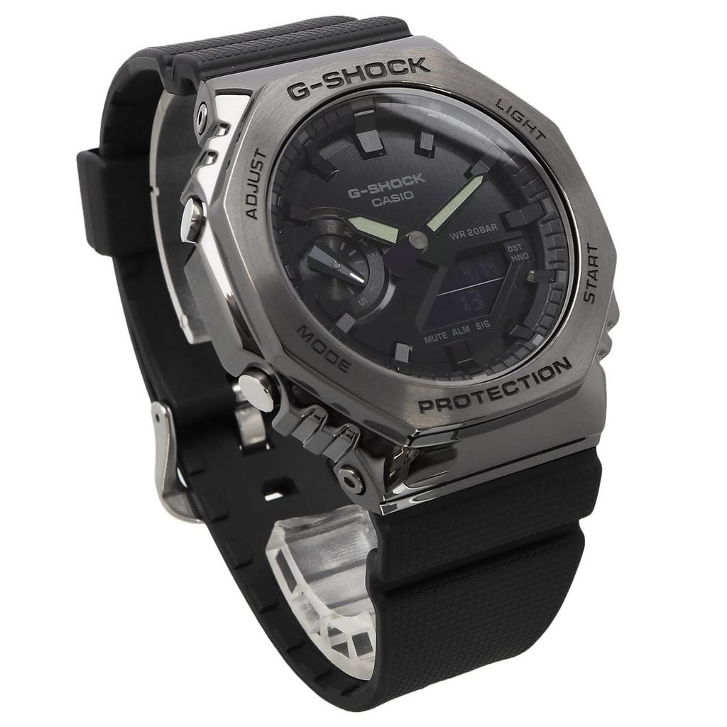 Casio Metal Covered Overseas Model G-Shock GM-2100BB-1A Men's Analog-Digi Watch, Black