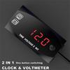 Universal Digital LED Display Voltmeter Voltage Time Clock 2 IN 1 Gauge Panel Meter For Car Motorcycle