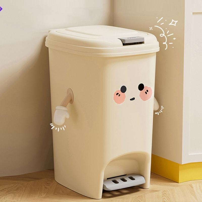Creamy Home Trash Bin with Hand and Foot Pedal, Large Capacity for Waste Management Waste Bin