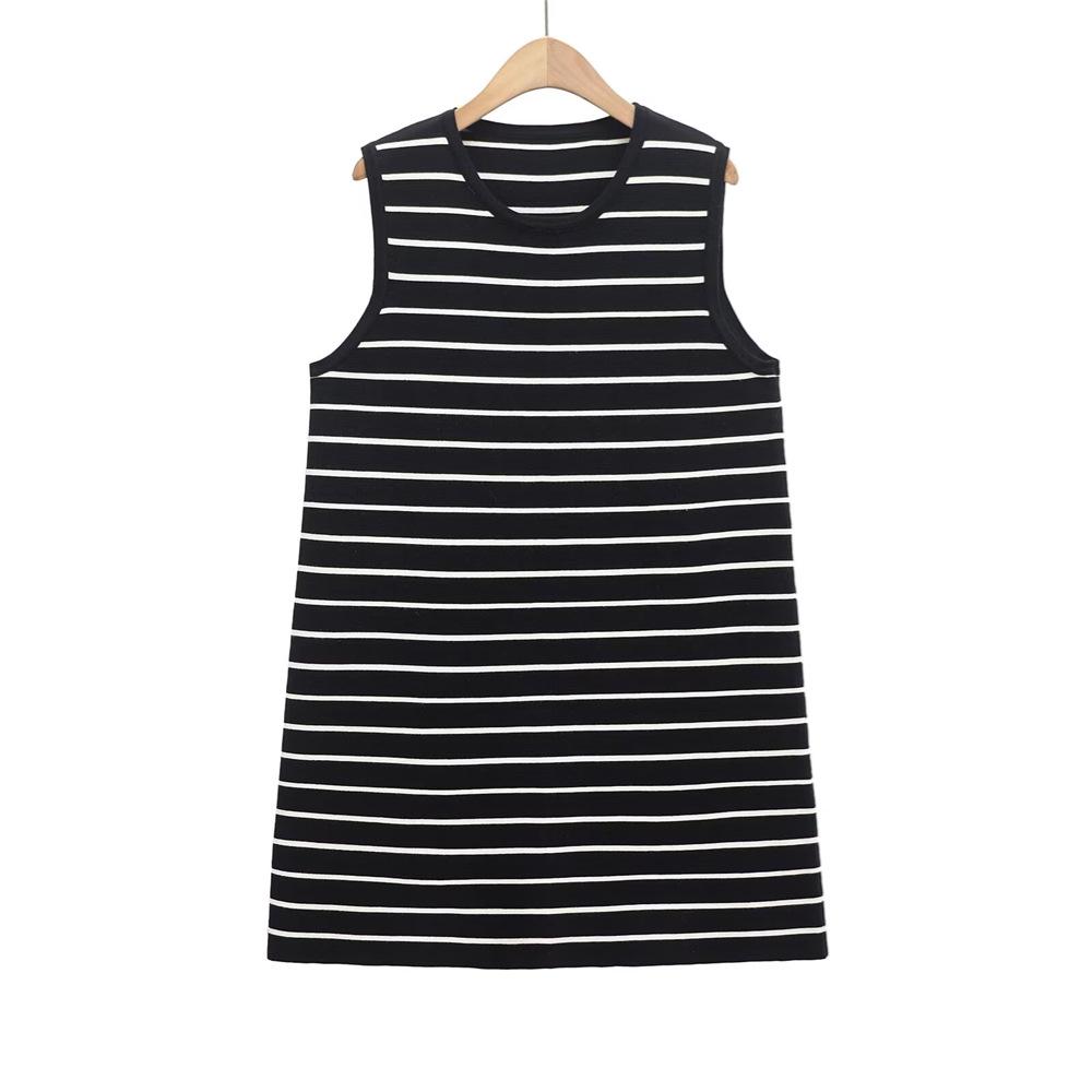

2025 Spring/Summer Women s Casual Striped Loose Dress Large чёрный