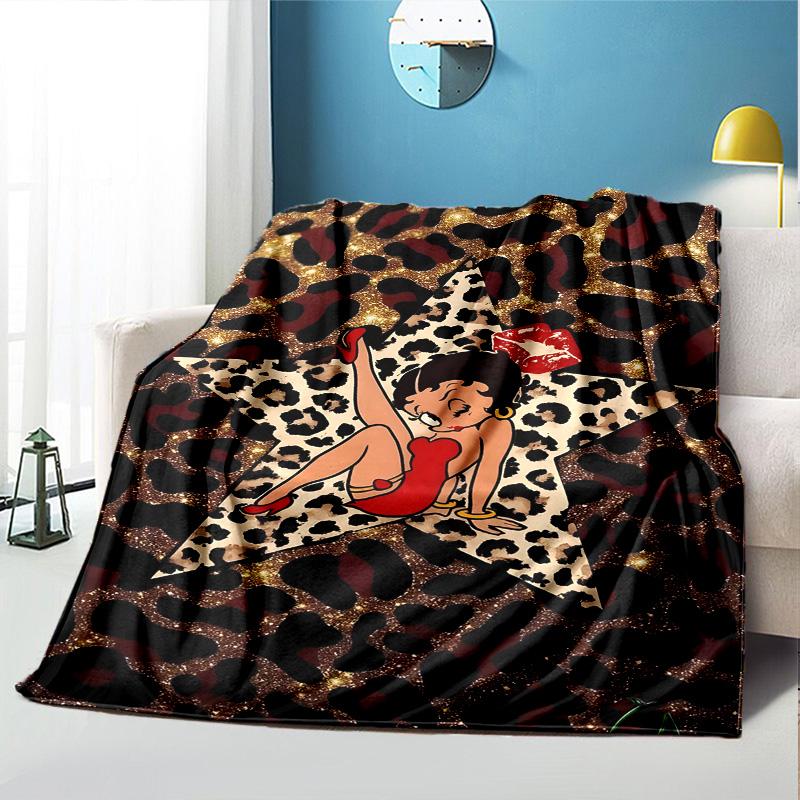 Betty Boop Pattern Blanket for Home Decoration, Bed, Sofa, Car Travel, Camping, Suitable for All Seasons, Birthday Christmas Gift