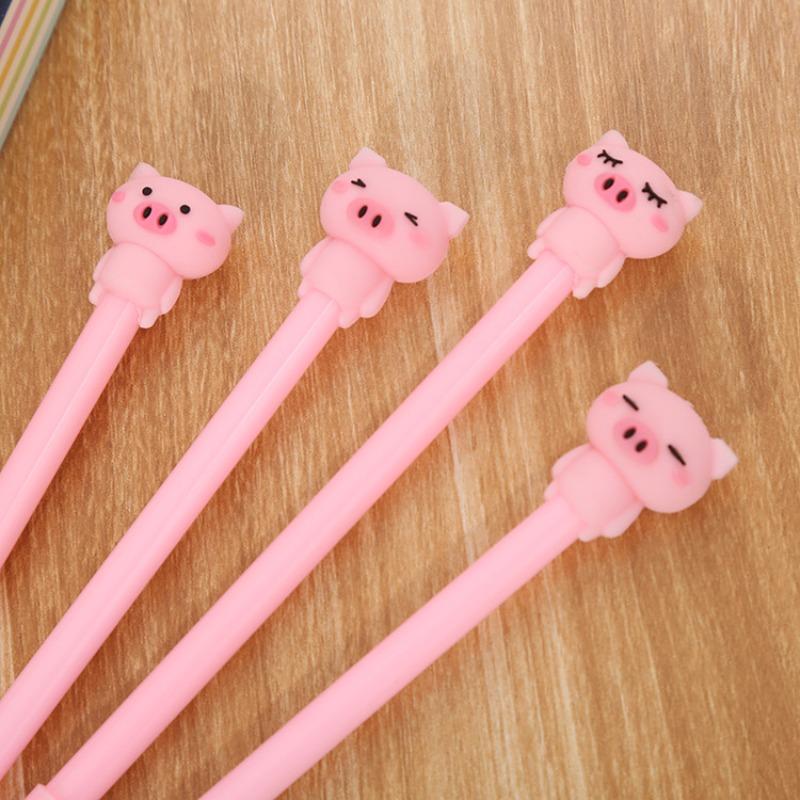 2Pcs Cute Piggy Creative Neutral Pen Cartoon Kawaii Pink Pig 0.5mm Pen Office Pink School Supplies Stationery