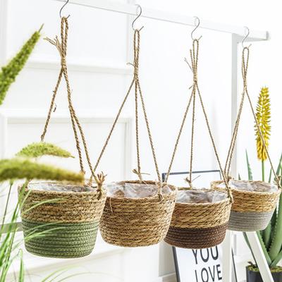 Blumentopf Baumwollseil Hängender Blumenkorb Robust Handgewebter Pflanzgefäß Rustikaler Charme Pflanzenhalter Orchideen Anzuchttopf