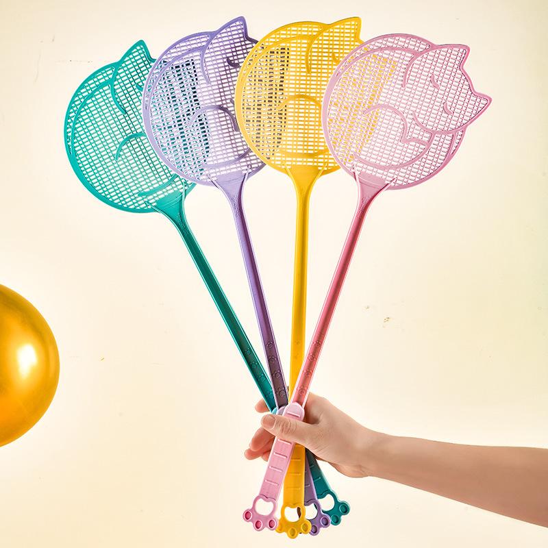 Thick fly swatter, household cartoon mosquito swatter, long handle, manual mosquito swatter, durable fly and mosquito swatter 1PC