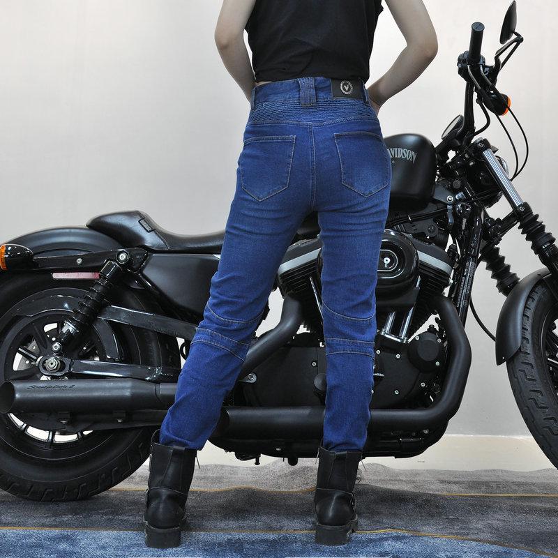 VOLERO Women's Casual Retro Stretch Motorcycle Jeans: Biker Pants for Racing & Anti-fall Protection