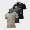 Lässiges 3er-Set - Poloshirt mit 3-Knopf-Kragen und farblich abgesetztem Ausschnitt - weich und feuchtigkeitsableitend, perfekt für zu Hause und unterwegs