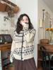 Luxury Retro Fair Isle Knit Cardigan – Women's Autumn/Winter Thickened Single-Breasted Sweater Coat