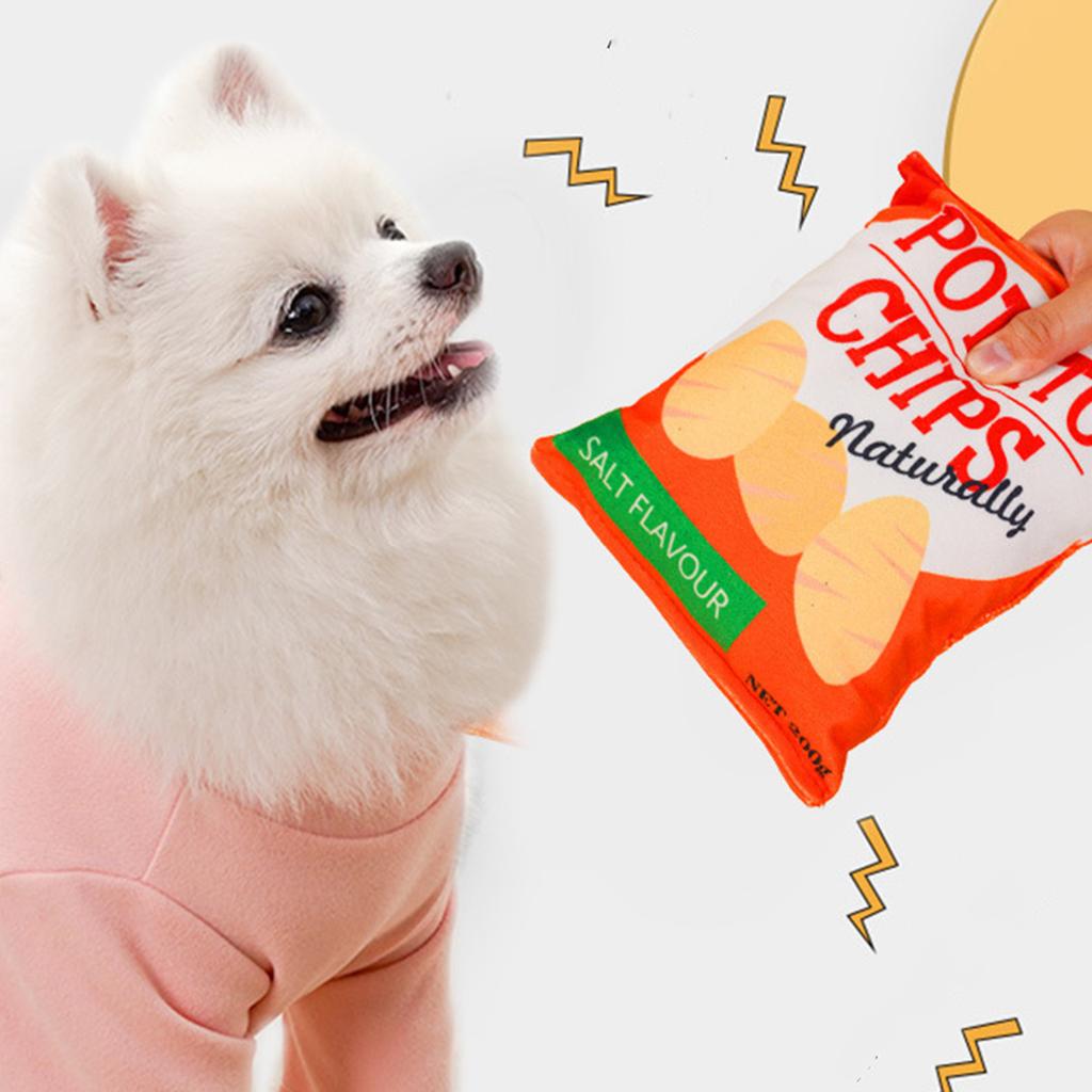 Furry Imitation Sound Paper Noise Making Potato Chip Pet Toy