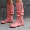 Women's Flat-bottomed Casual Boots Autumn and Winter New Inner Height Increase Solid Color Large Size Medium Boots