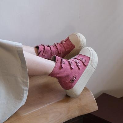 Scarpe di tela Stivali da donna Nuove Scarpe casual con suola spessa Scarpe da skate Versatili Punta rotonda Singole