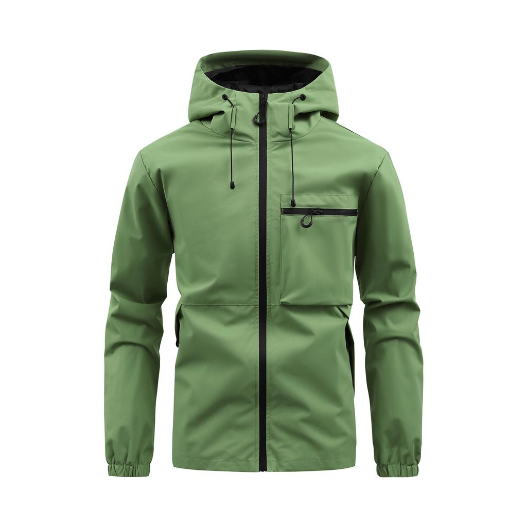 Autumn Men's Jacket Casual Hooded Solid Color Multi Bag Workwear Outdoor Assault Jacket