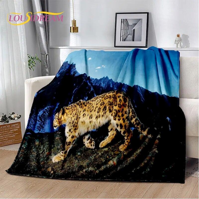 3D Animal Leopard Cheetah Cartoon Beast Soft Plush Blanket,Flannel Blanket Throw Blanket for Living Room Bedroom Bed Sofa Picnic