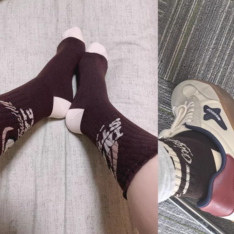Retro American Men's Mid-rise Socks Women's Ins-style Casual Sports Basketball Socks