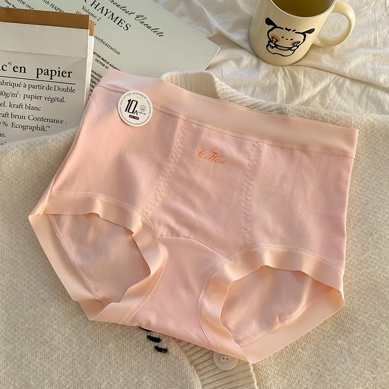 

10A Antibacterial Long-Staple Cotton High-Waisted Women s Briefs - Pure Cotton, Abdomen-Shaping, Solid Color, 60s XL (60-75 kg)