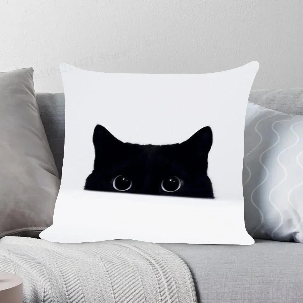1 Stück Schwarze Katze Kissenbezug Quadratisch Schlafzimmer Sofa Freizeit Komfort Kissen Auto Wohnzimmer Heimdekoration