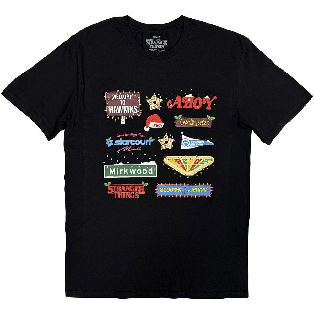 Stranger Things Deck Christmas Sign Official T-Shirt Mens S