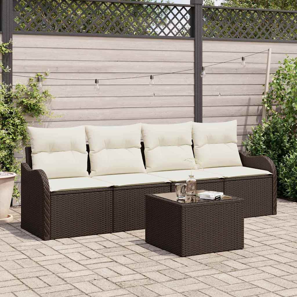 Garden Sofa Set Brown Poly Rattan