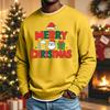 Men's Loose Fit Casual Neck Long Sleeve Christmas Print Top for Holiday Celebrations