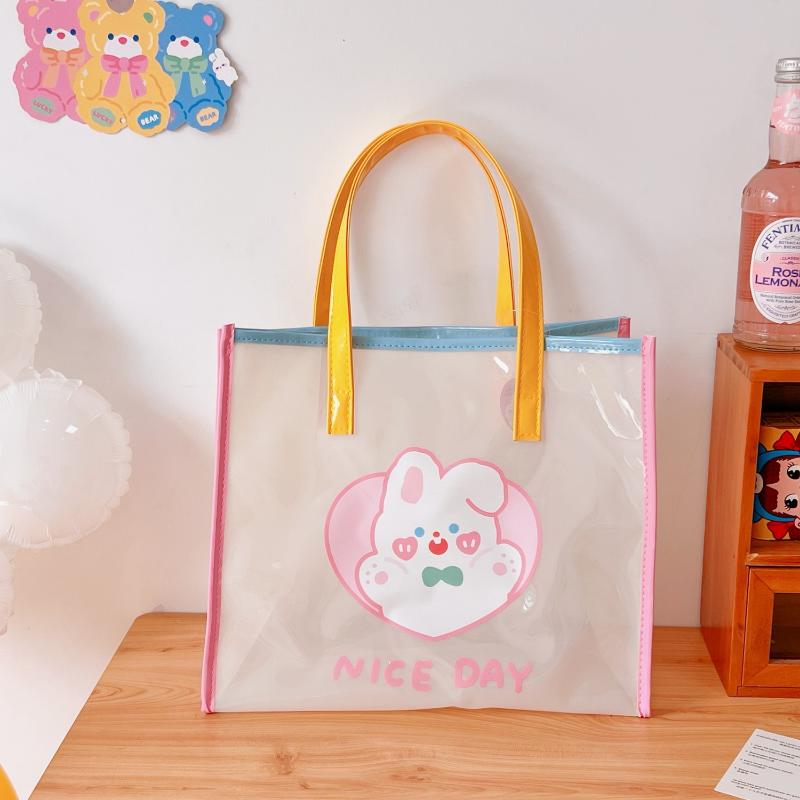 Ins Summer Girls Jelly Bag Cartoon Bear Transparent Shoulder Bag Waterproof Beach Bag Student Travel Handbag