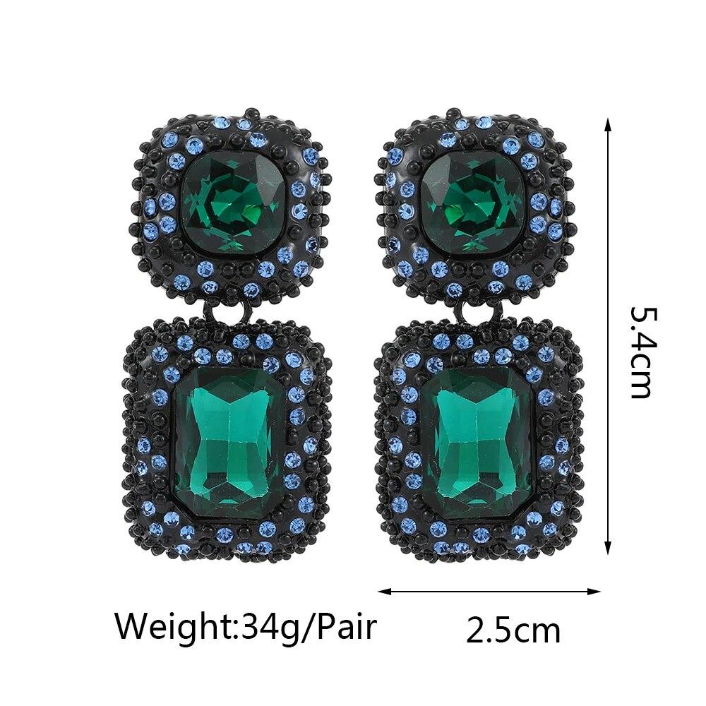 Vintage Luxury Design Big Dangle Drop Earrings For Women Trend Antique Shiny Crystal Glass Original Funny Pendant Jewelry Gift