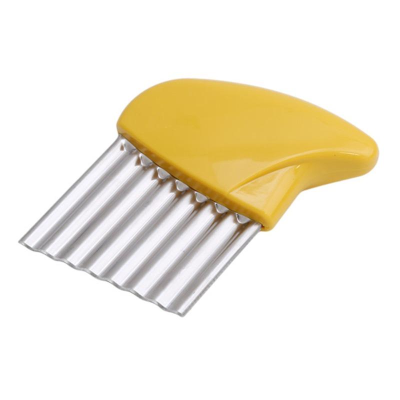 Crinkle Cutter Blade Waffle Fry Cutter Stainless Steel Vegetable Potato Wavy Chopper Knife French Fry Slicer for Carrot Onion