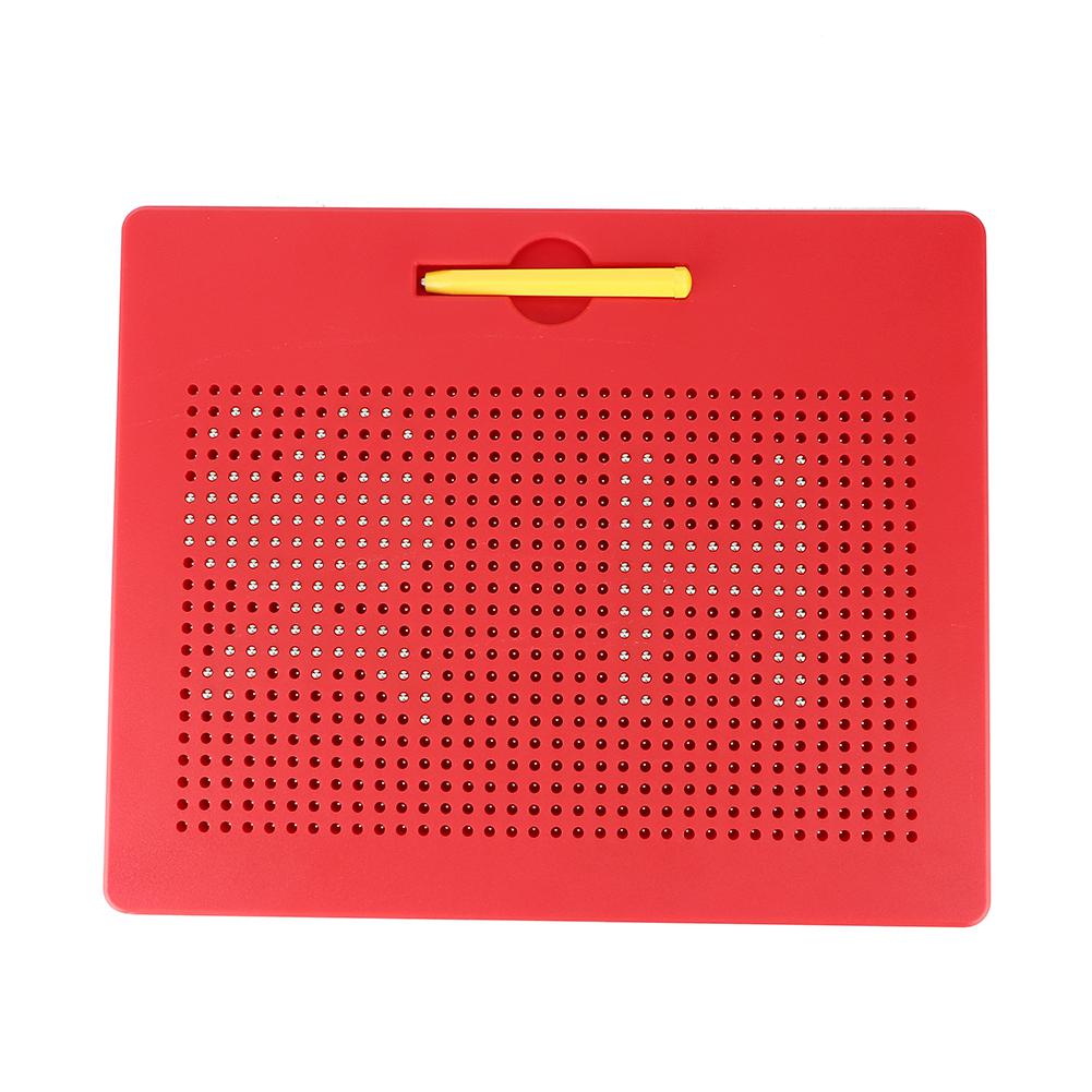 714pcs Magnetic Beads Drawing Writing Pad Sketch Board with Pen Kids Educational Toys (Red)