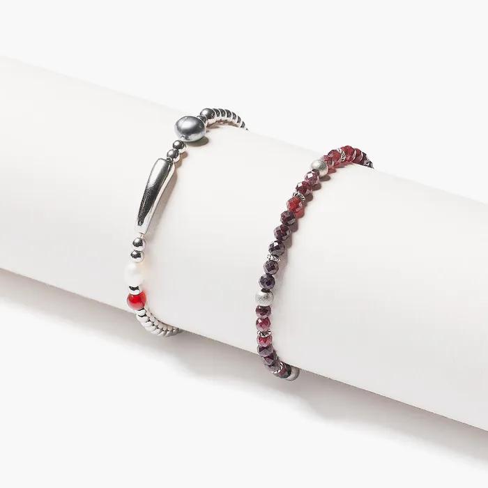 Black Pearl Metal Ball 1003 4 Micro-Cut Pome 1199 Bracelet Set (C2503-SE432_BK)
