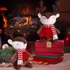 Christmas Elk Doll Cute Sitting Deer Decoration Holiday Creative Wearing Scarf Little Deer Sitting Ornaments