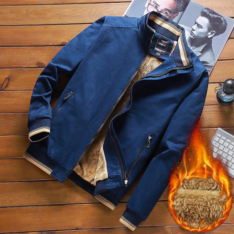 Giacca Casual in Pile da Uomo Invernale Lavata Cotone Top Primavera e Autunno Giacca Ispessita Abbigliamento da Uomo