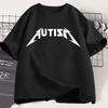 Autismus Metall Rock Meme T-Shirt Unisex Damen Mode Hip Hop Kurze Ärmel Oversized Sommer T-Shirts Sportlich Lässig Paare T-Shirts