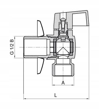 Mini Angle Ball Valve for Faucet 1/2X3/4 Chrome