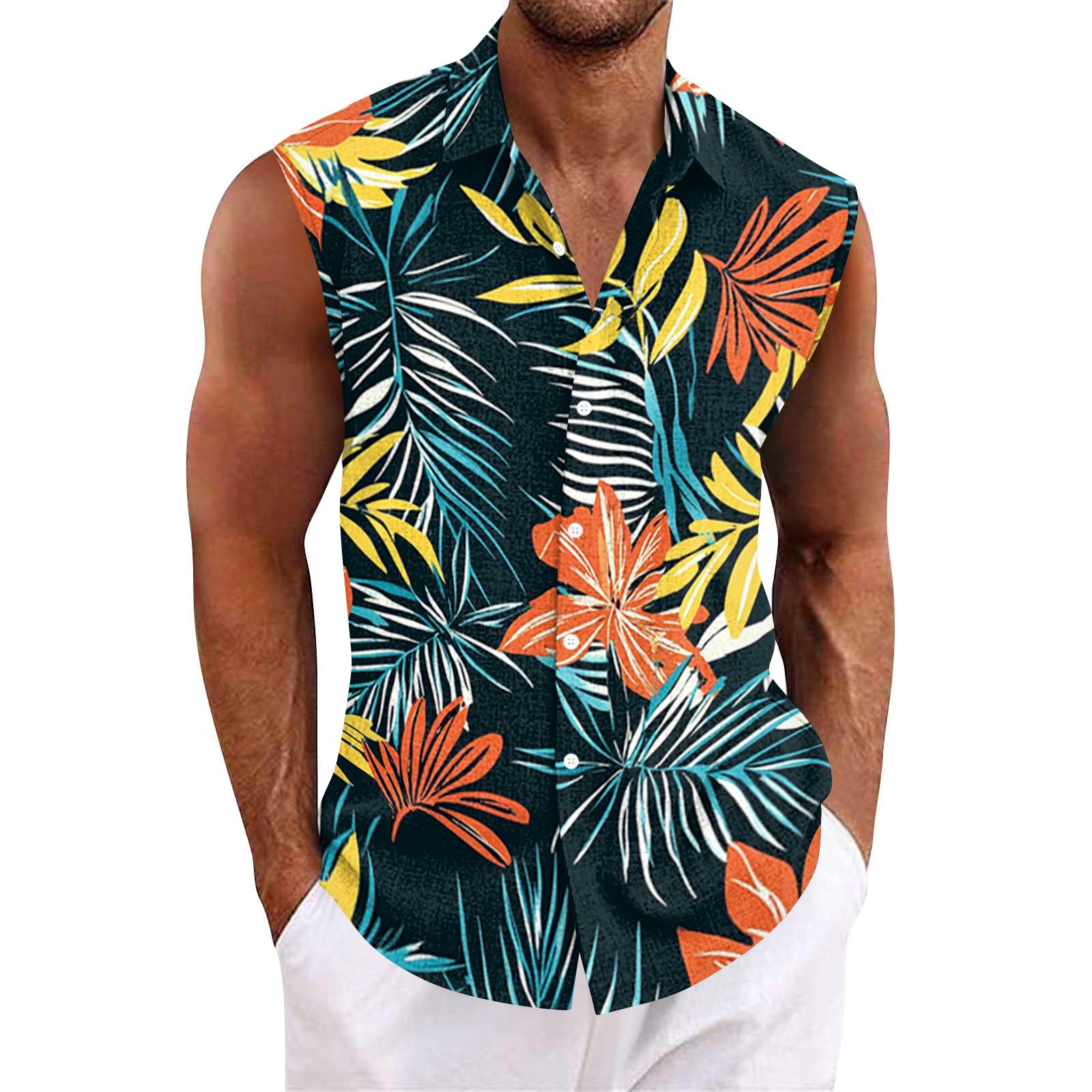 

Men s Short Sleeve Button Down Shirt with Landscape Print Casual Collared Summer Top XXXL фіолетовий
