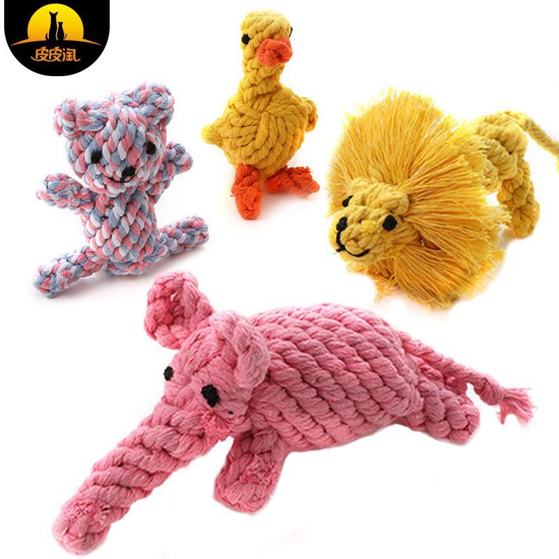 Cotton Rope Dog Toy - Braided Animal Shape Chew Small Medium Dogs