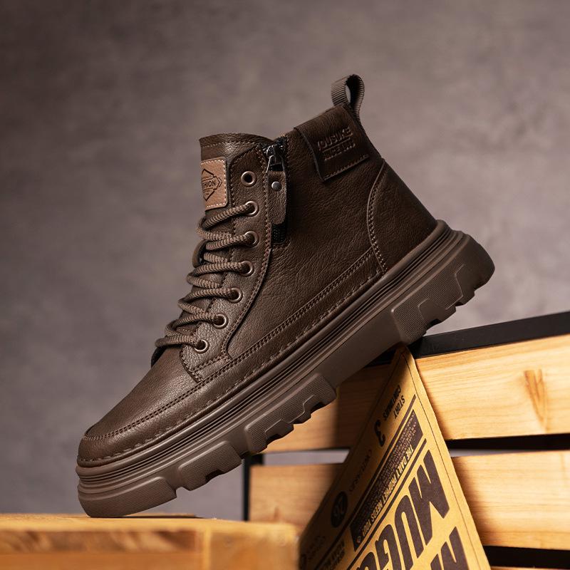 Men's Retro High-Top Work Boots: 2025 Autumn/Winter Thick-Soled Casual Martin Boots